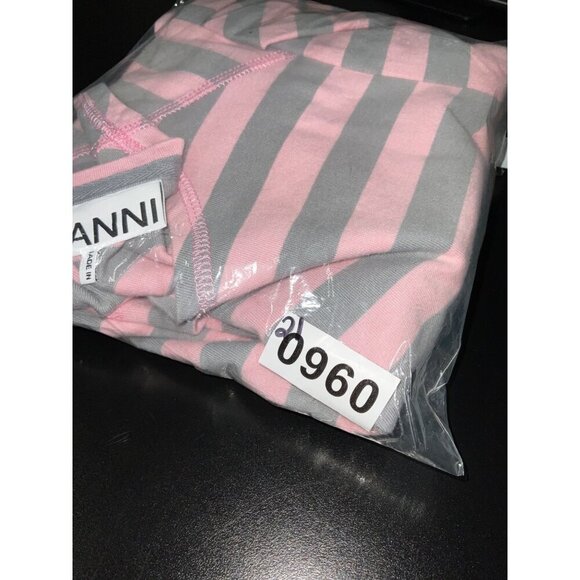 GANNI Long Sleeve Pink & Grey Striped Shirt size Small - Picture 13 of 13